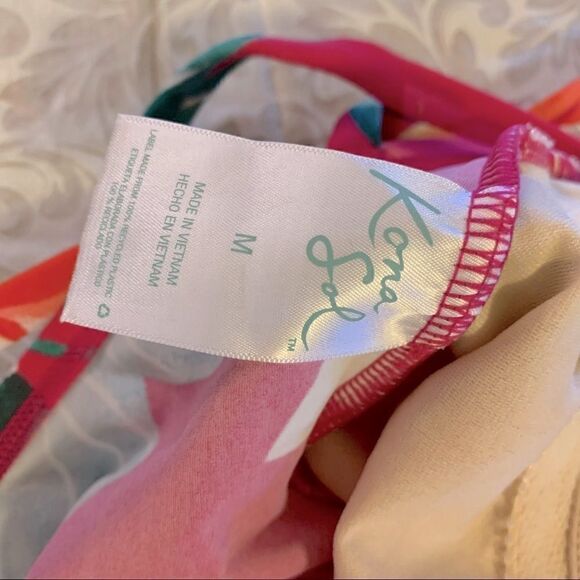 Kona Sol Swimsuit Hawaiian Floral Padded Adj Straps Size Medium 8/10 - Picture 7 of 7